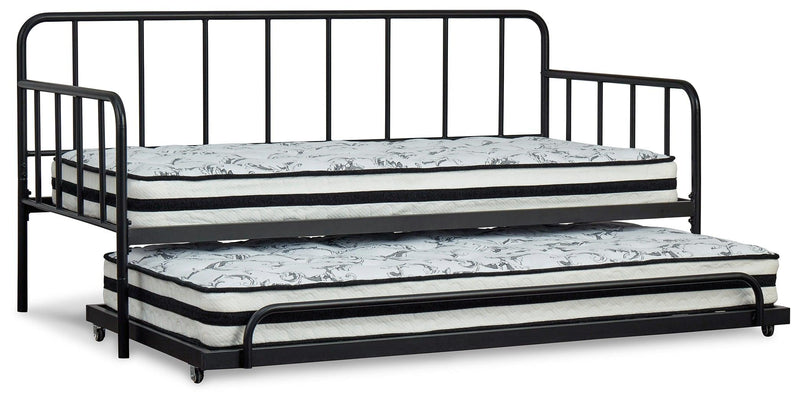 Trentlore White Twin Metal Day Bed With Trundle - Ella Furniture