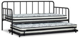 Trentlore Black Twin Metal Day Bed With Trundle - Ella Furniture