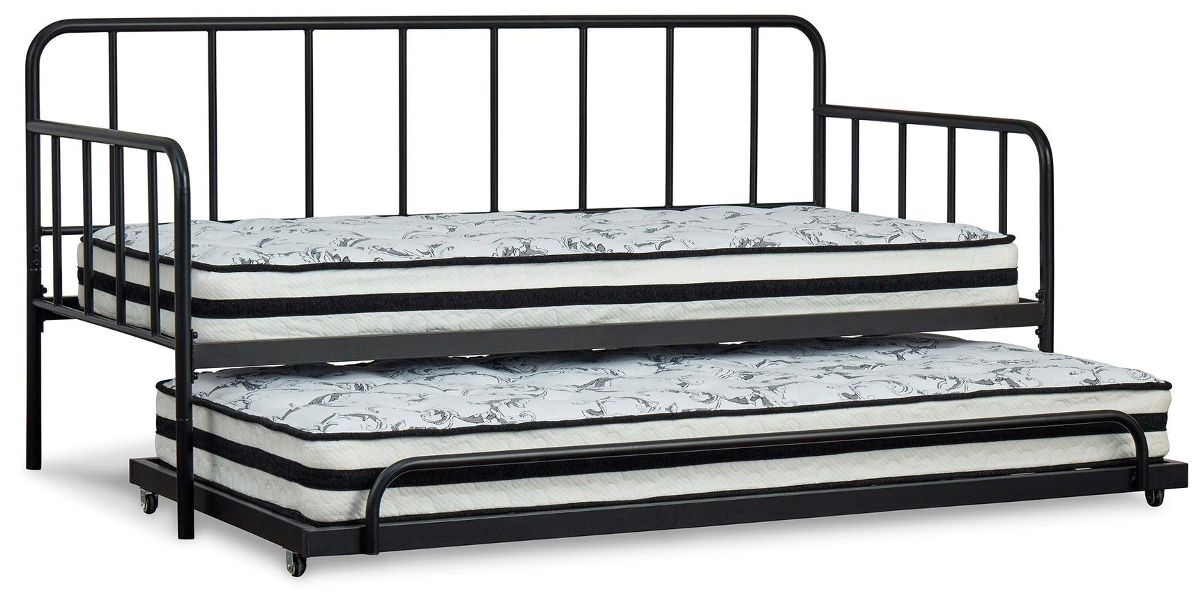 Trentlore Black Twin Metal Day Bed With Trundle - Ella Furniture