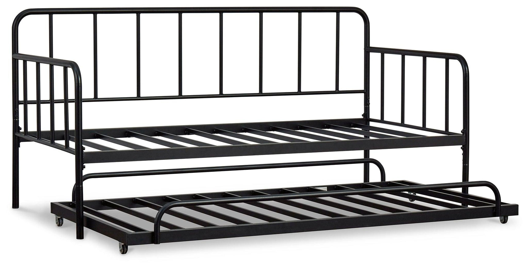 Trentlore Black Twin Metal Day Bed With Trundle - Ella Furniture