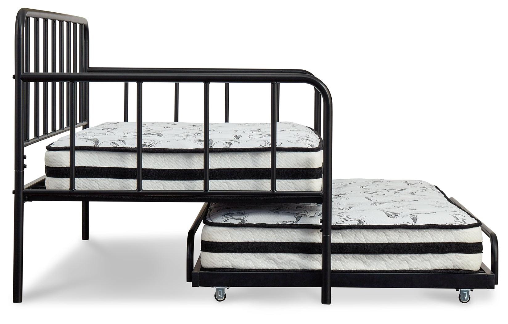 Trentlore Black Twin Metal Day Bed With Trundle - Ella Furniture