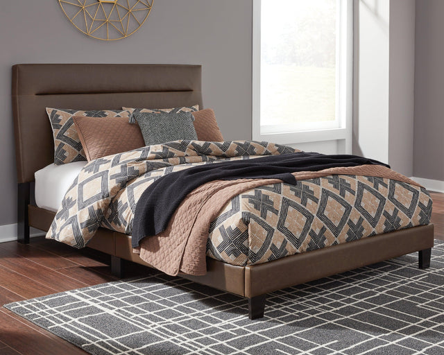 Adelloni Brown Queen Upholstered Bed - Ella Furniture