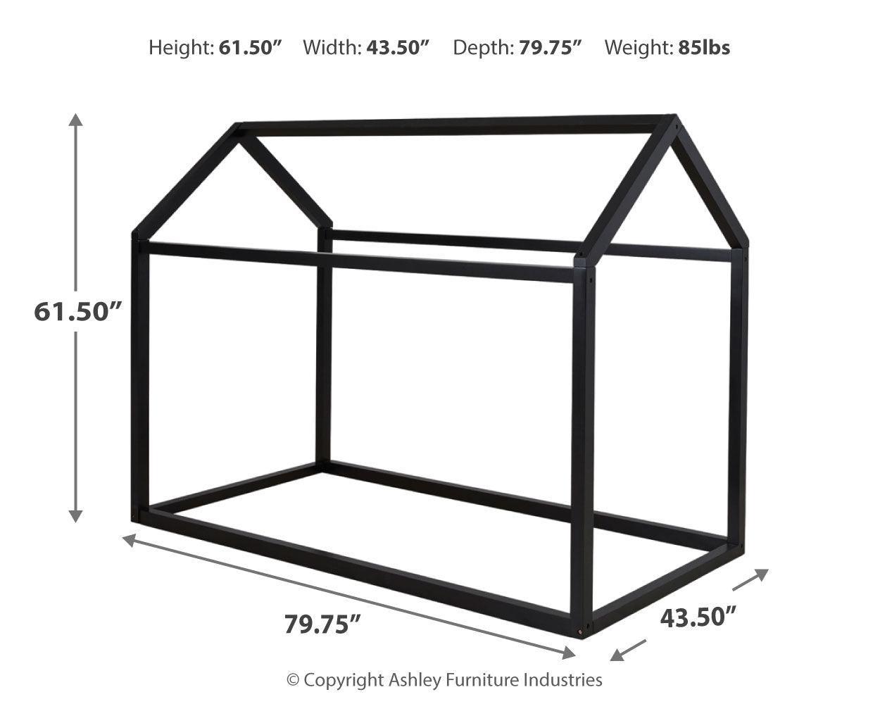 Flannibrook Black Twin House Bed Frame - Ella Furniture