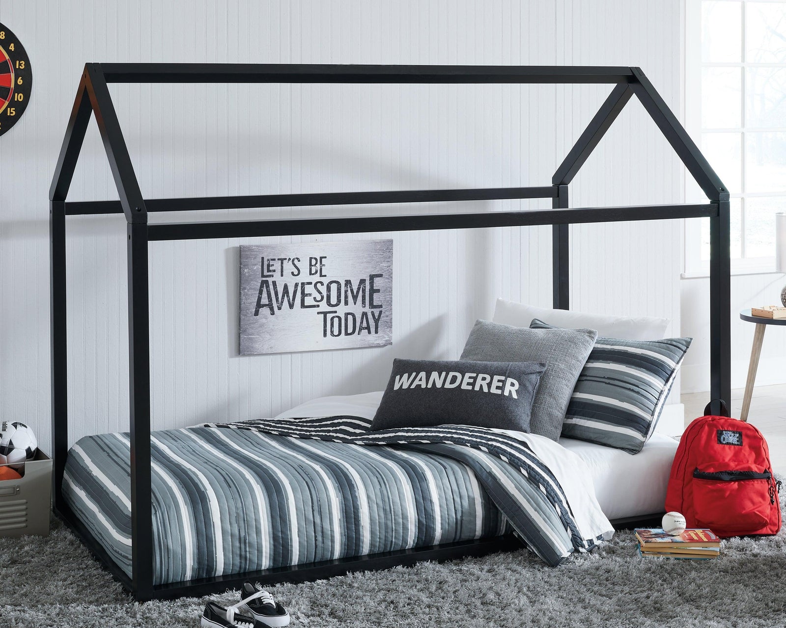 Flannibrook Black Twin House Bed Frame - Ella Furniture