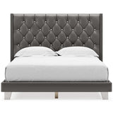 Vintasso Metallic Gray Queen Upholstered Bed - Ella Furniture