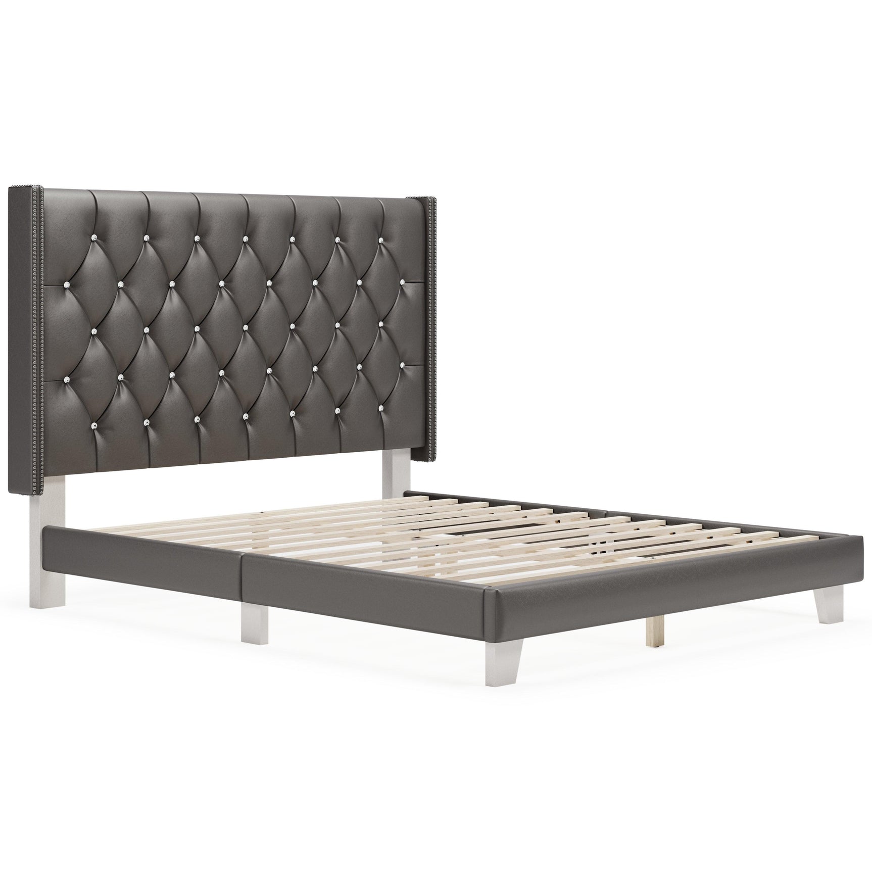 Vintasso Metallic Gray Queen Upholstered Bed - Ella Furniture