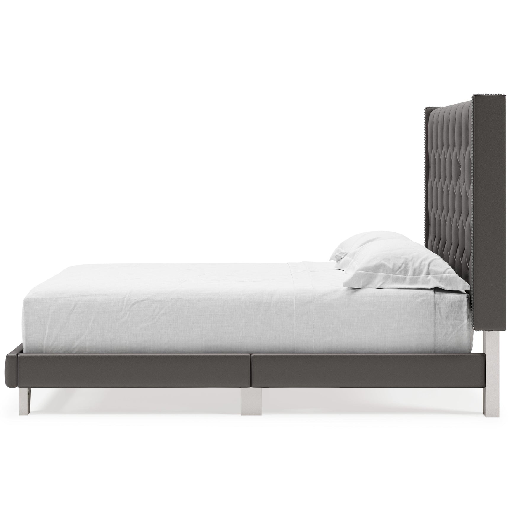 Vintasso Metallic Gray Queen Upholstered Bed - Ella Furniture