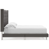 Vintasso Metallic Gray Queen Upholstered Bed - Ella Furniture