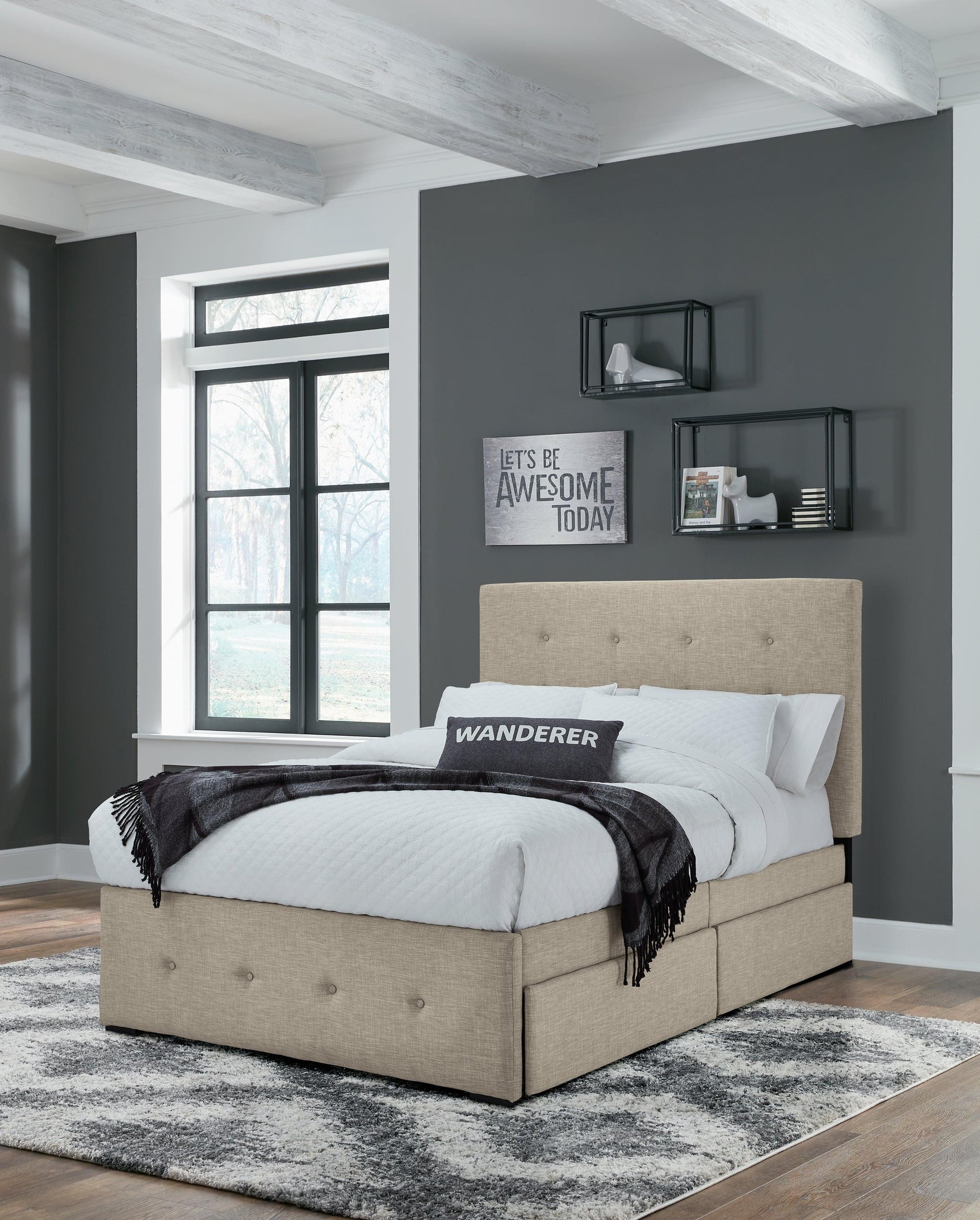 Gladdinson Gray Full Upholstered Storage Bed - Ella Furniture