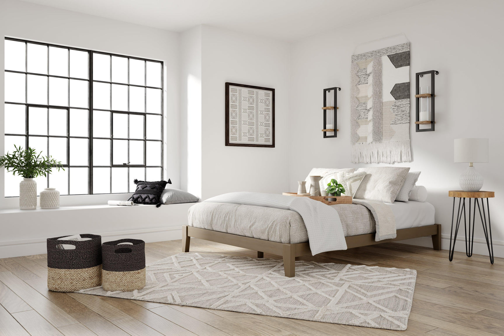 Tannally Light Brown Queen Platform Bed - Ella Furniture