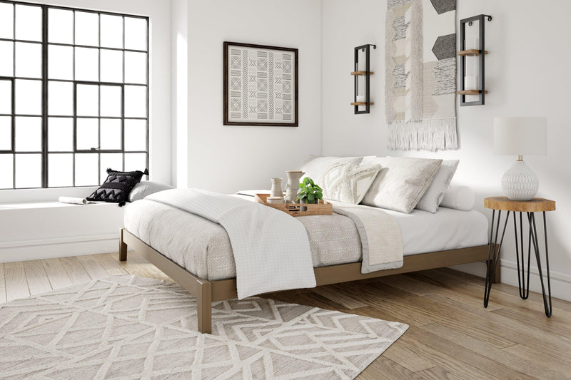Tannally Light Brown King Platform Bed - Ella Furniture