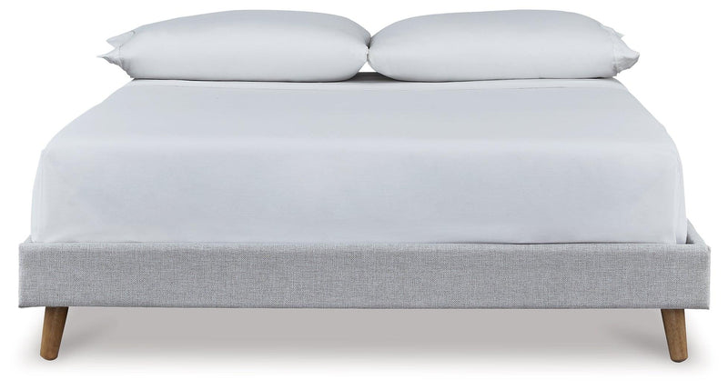 Tannally Beige Full Upholstered Platform Bed - Ella Furniture