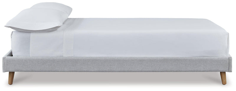 Tannally Beige Full Upholstered Platform Bed - Ella Furniture