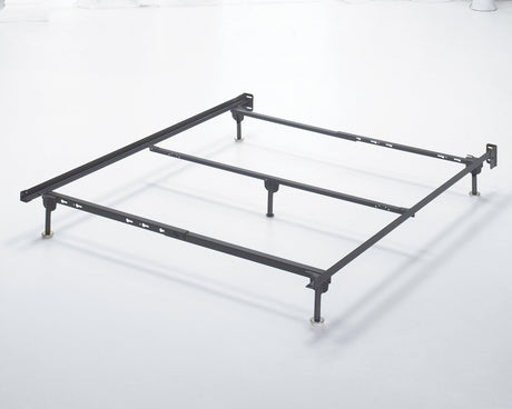 Frames and Rails metallic queen bolt-on bed frame close-up of bolt-on connection