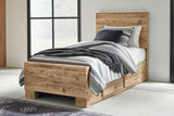 Hyanna Tan Brown Twin Panel Bed With 2 Side Storage - Ella Furniture