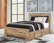 Hyanna Tan Brown Queen Panel Bed With 2 Side Storage - Ella Furniture