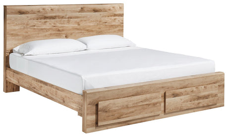 Hyanna Tan King Panel Storage Bed - Ella Furniture