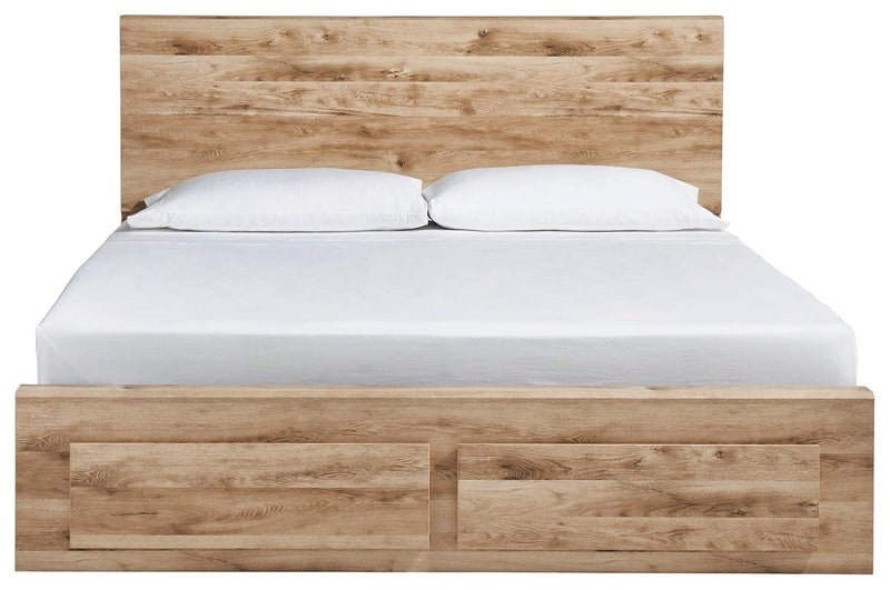 Hyanna Tan King Panel Storage Bed - Ella Furniture