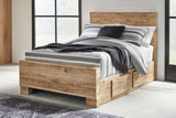 Hyanna Tan Brown Full Panel Bed With 1 Side Storage - Ella Furniture