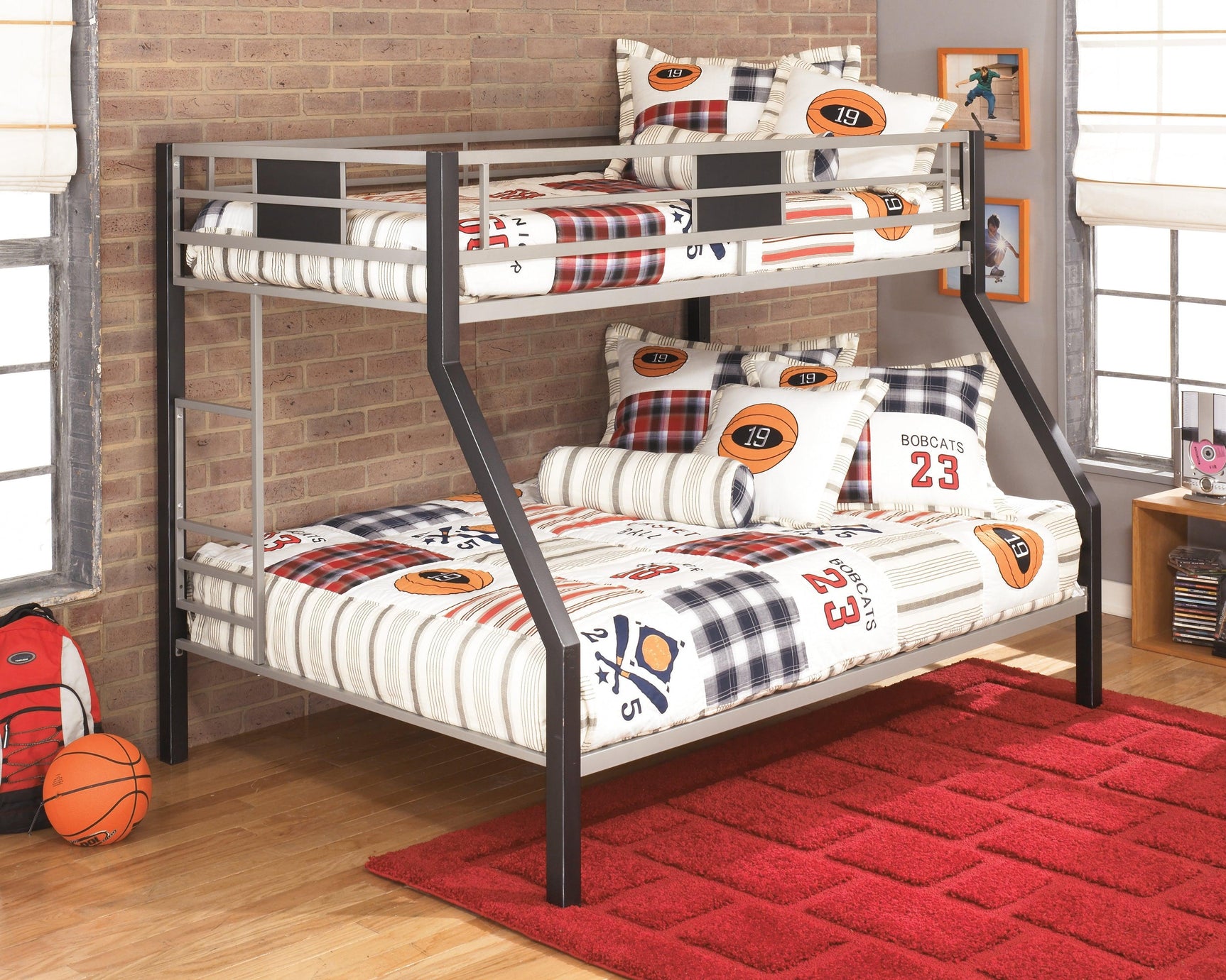 Dinsmore Black/gray Twin Over Full Bunk Bed - Ella Furniture