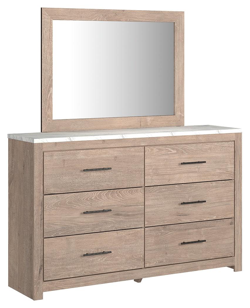 Senniberg Light Brown/white Dresser And Mirror - Ella Furniture