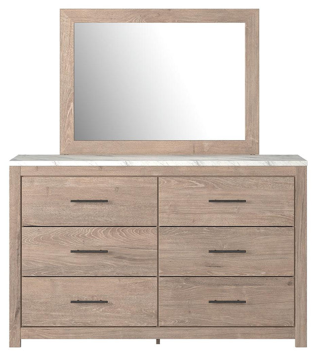 Senniberg Light Brown/white Dresser And Mirror - Ella Furniture