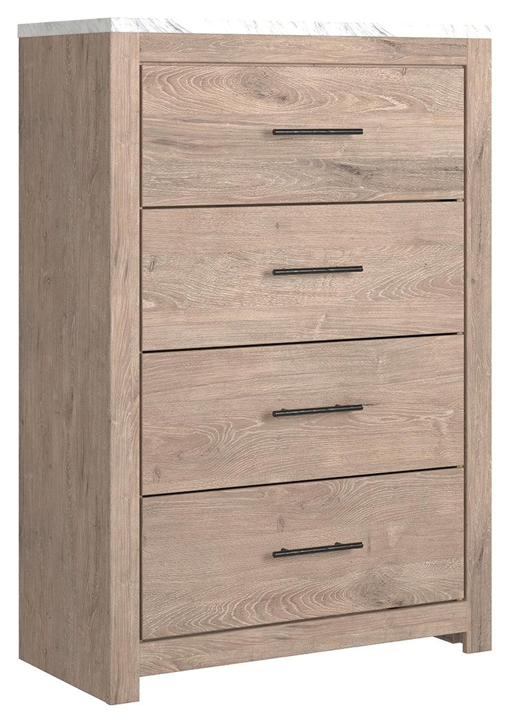 Senniberg Light Brown/white Chest Of Drawers - Ella Furniture