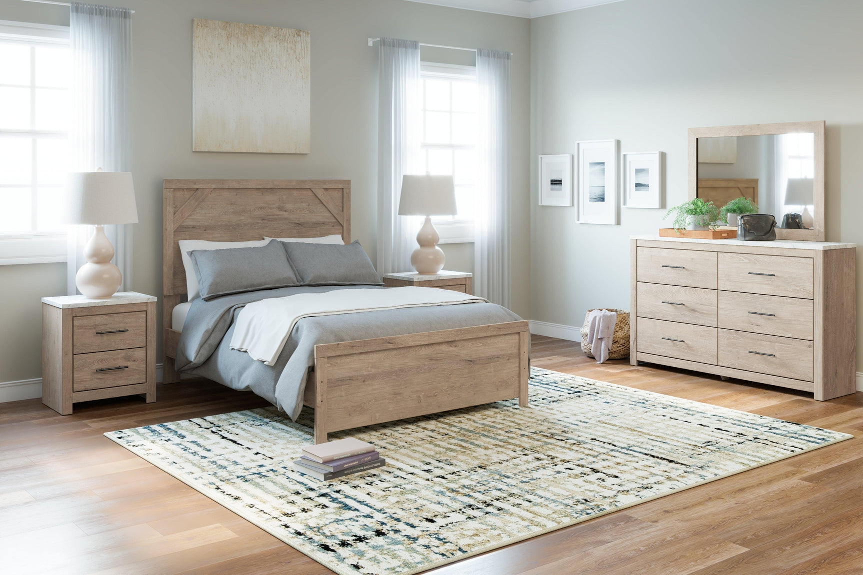 Senniberg Light Brown/white Dresser And Mirror - Ella Furniture