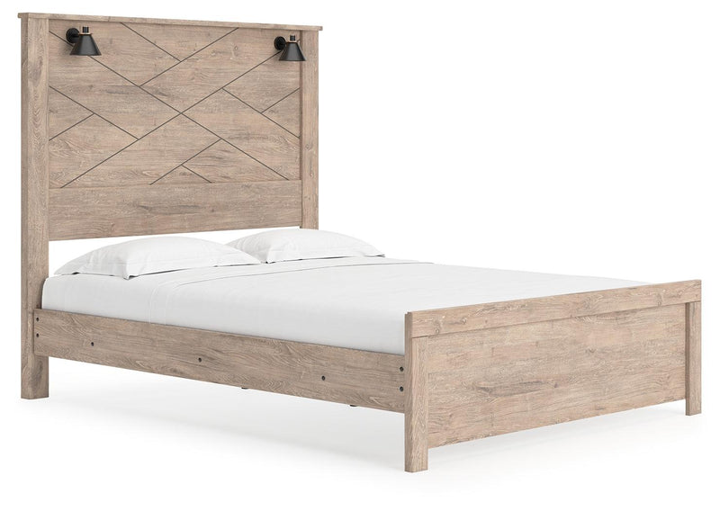 Senniberg Light Brown/white Queen Panel Bed - Ella Furniture