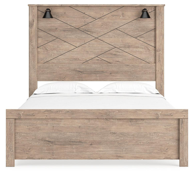 Senniberg Light Brown/white Queen Panel Bed - Ella Furniture
