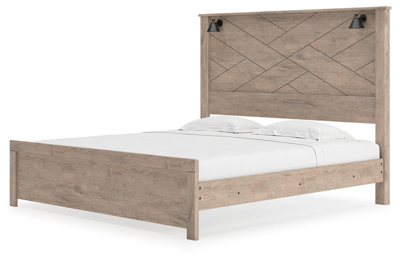 Senniberg Light Brown/white King Panel Bed - Ella Furniture
