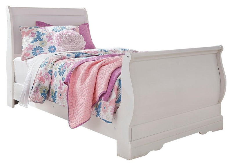 Anarasia White Twin Sleigh Bed - Ella Furniture