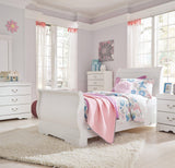 Anarasia White Twin Sleigh Bed - Ella Furniture