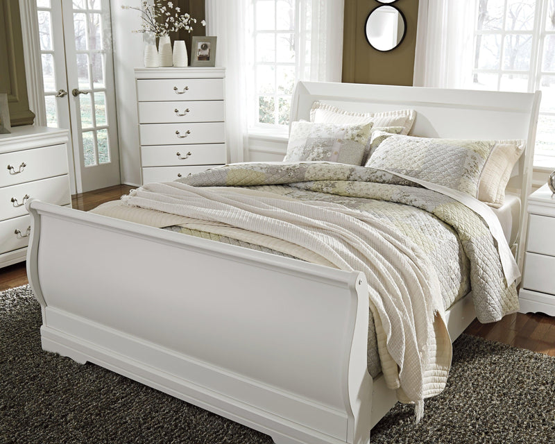 Anarasia White Queen Sleigh Bed - Ella Furniture