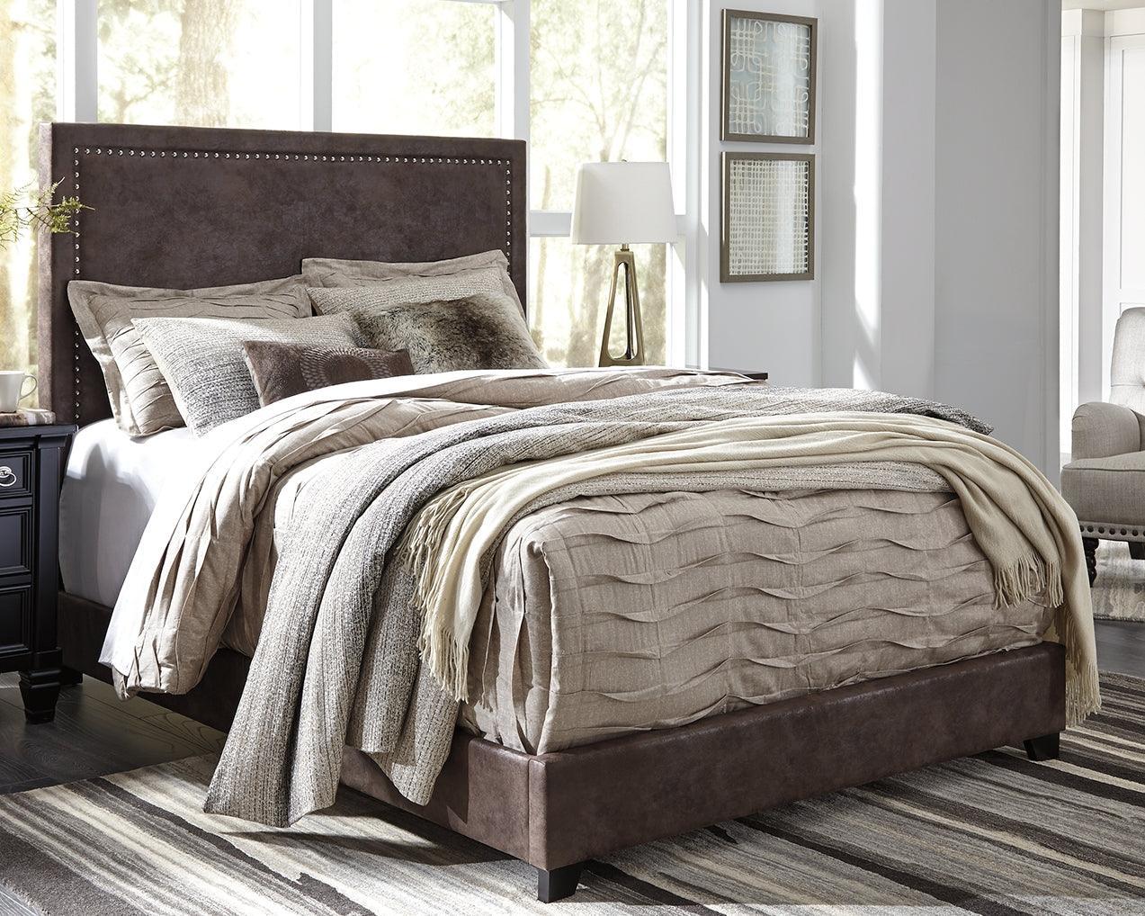 Dolante Brown Queen Upholstered Bed - Ella Furniture