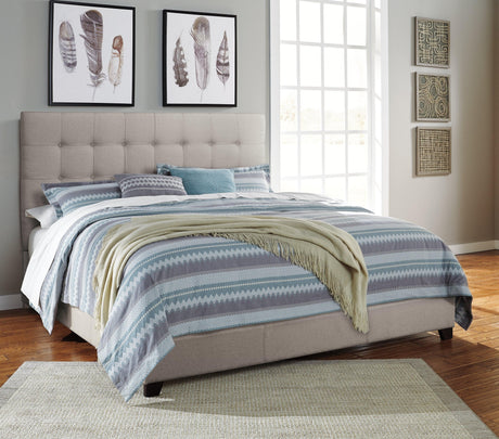 Dolante Beige Queen Upholstered Bed - Ella Furniture