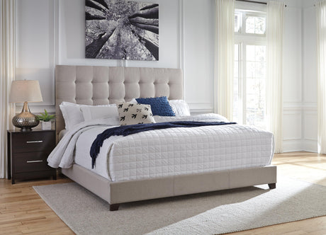Dolante Beige King Upholstered Bed - Ella Furniture