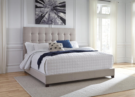Dolante Beige Queen Upholstered Bed - Ella Furniture
