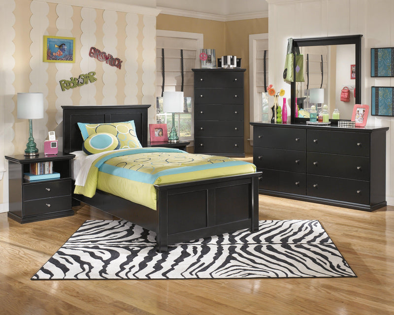 Maribel Black Twin Panel Bed - Ella Furniture