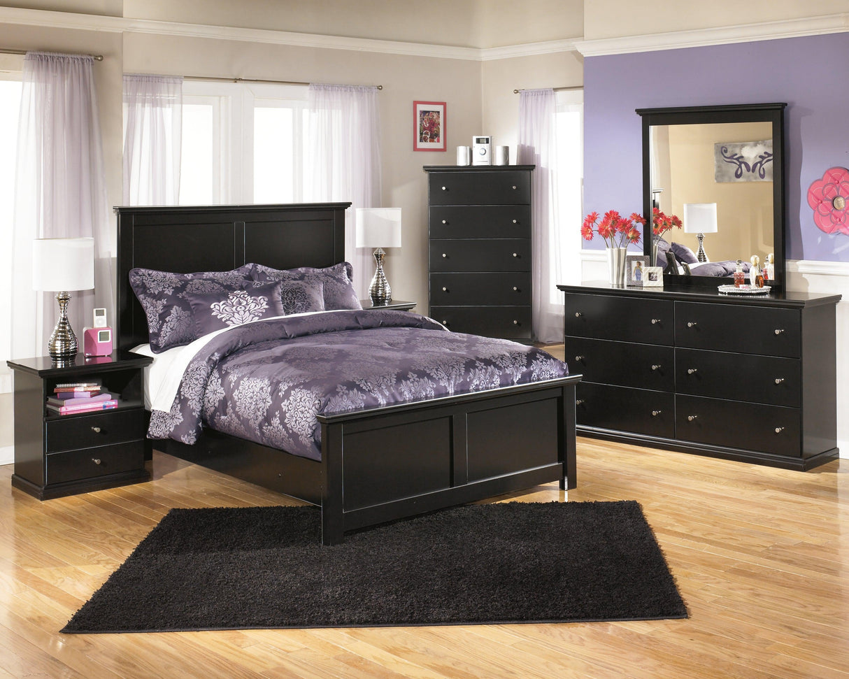 Maribel Black Full Panel Bed - Ella Furniture
