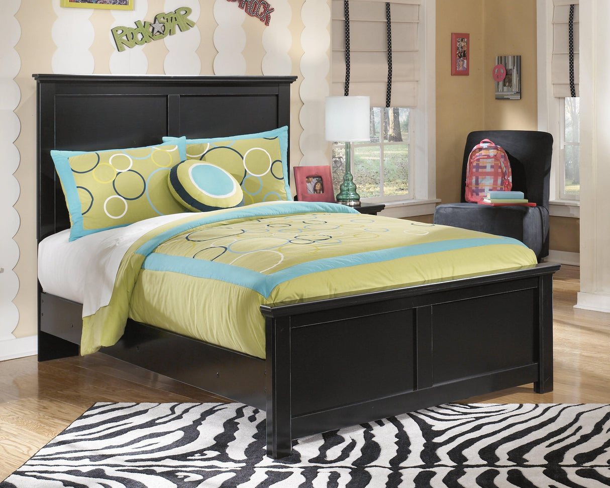 Maribel Black Full Panel Bed - Ella Furniture