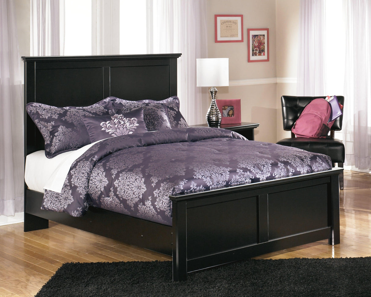 Maribel Black Full Panel Bed - Ella Furniture