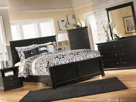 Maribel Black Queen Panel Bed - Ella Furniture