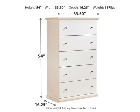 Bostwick Shoals White Chest Of Drawers - Ella Furniture