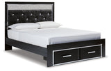 Kaydell Black Queen Upholstered Panel Storage Platform Bed - Ella Furniture