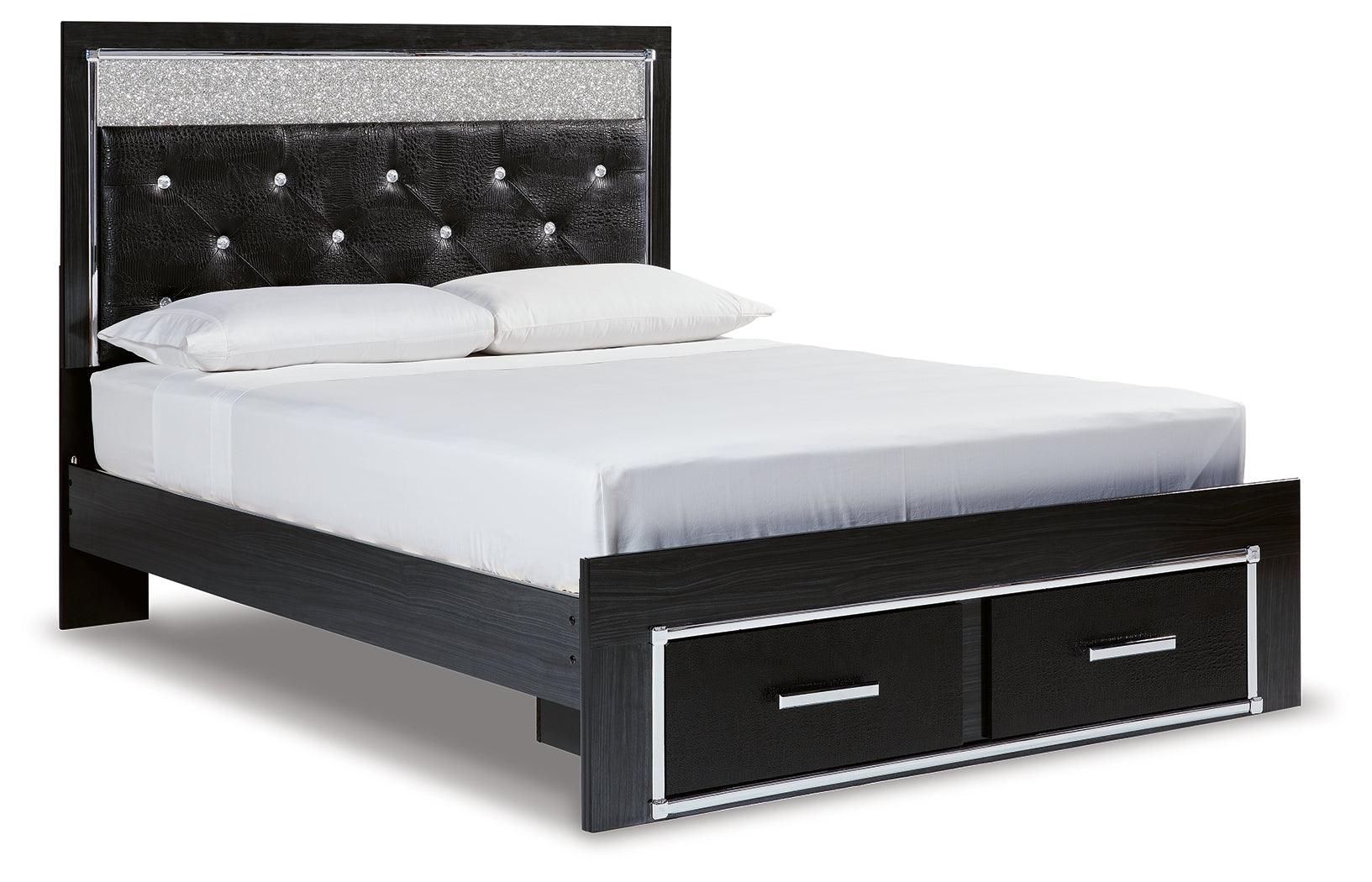 Kaydell Black Queen Upholstered Panel Storage Bed - Ella Furniture