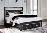 Kaydell Black Queen Upholstered Panel Storage Platform Bed - Ella Furniture