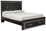 Kaydell Black Queen Panel Bed With Storage - Ella Furniture