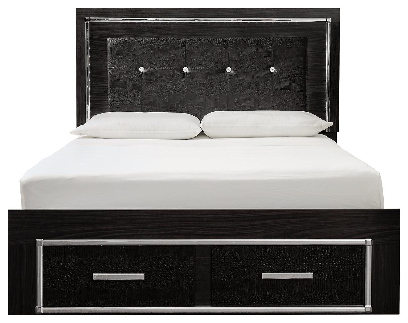 Kaydell Black Queen Panel Bed With Storage - Ella Furniture