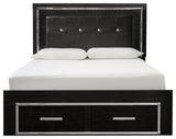 Kaydell Black Queen Upholstered Panel Bed With Storage - Ella Furniture